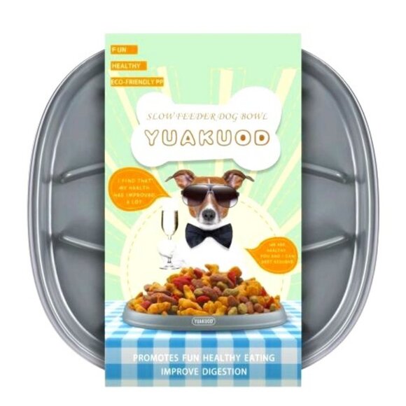 YUAKUOD SLOW FEEDER NON SLIP DOG BOWL NWT - Picture 1 of 11